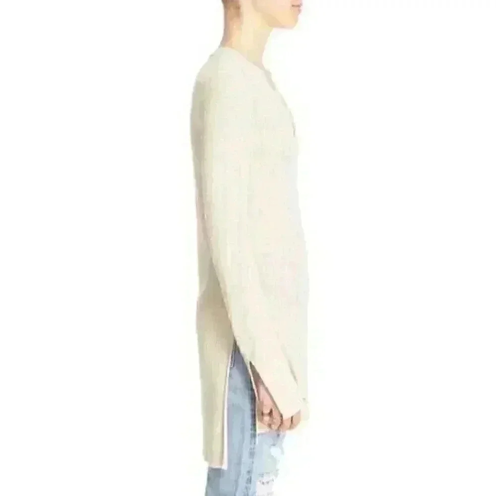 NWT Free People Women's Large Crisscross V-Neck Long Sleeve Tunic Sweater Cream - Picture 4 of 16